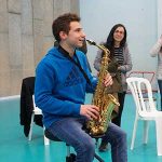 A chair designed specifically for saxophonists. - The SaxSeat