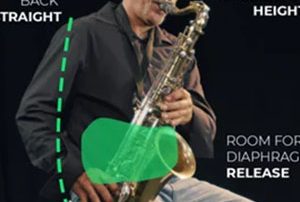 A chair designed specifically for saxophonists. - The SaxSeat