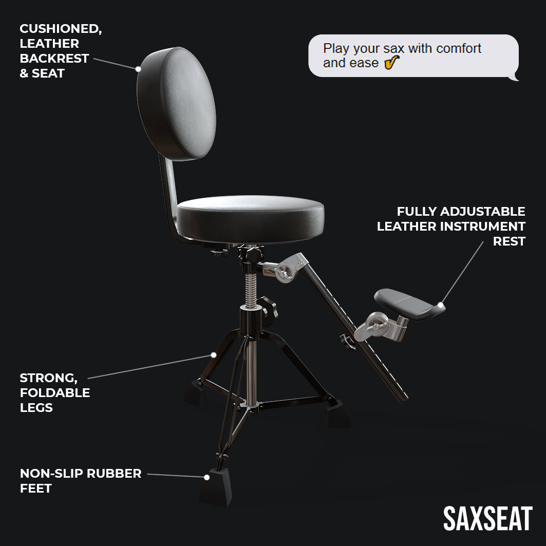 A chair designed specifically for saxophonists. - The SaxSeat