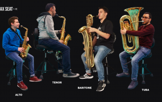 A chair designed specifically for saxophonists. - The SaxSeat